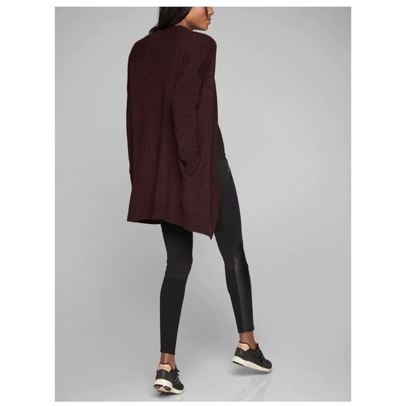 Athleta Chevron Shaker Stitch Wrap, Bell Burgundy Size Medium - Picture 2 of 9